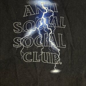Anti Social Social Club Black Tee with Blue Lightning